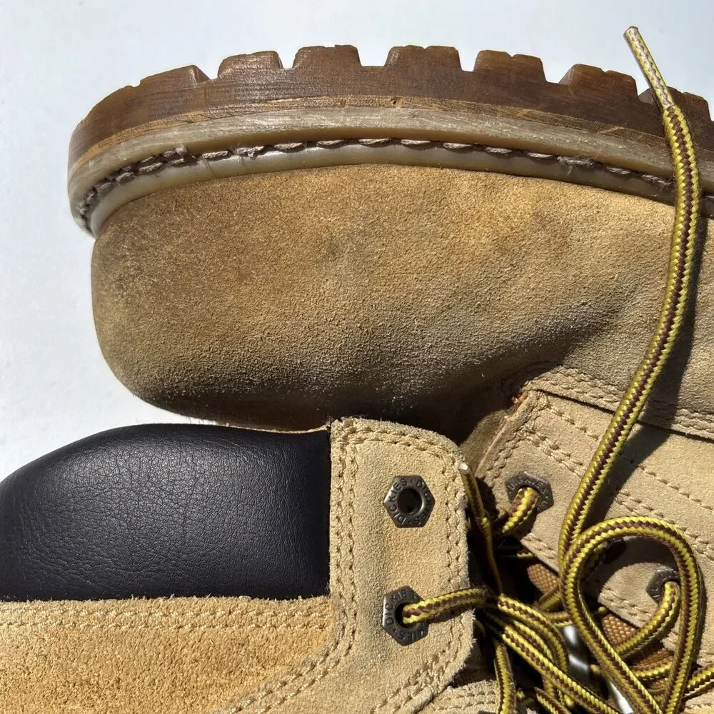 Dickies Work Boots Mens 11 W Tan Brown Steel Toe Suede Oil Resistant Lace Up